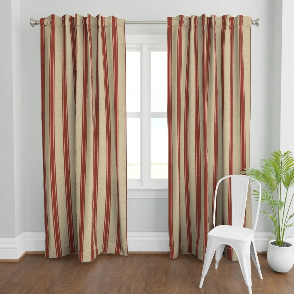 Large Western Ticking Curtain Panel - Red product