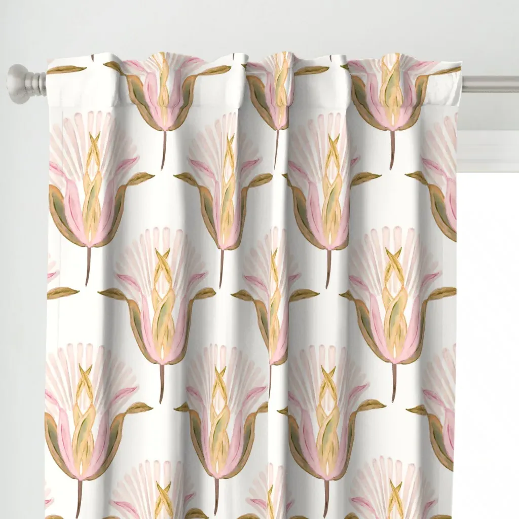 Large White Lotus Flowers Curtain Panel - Pink alternate view