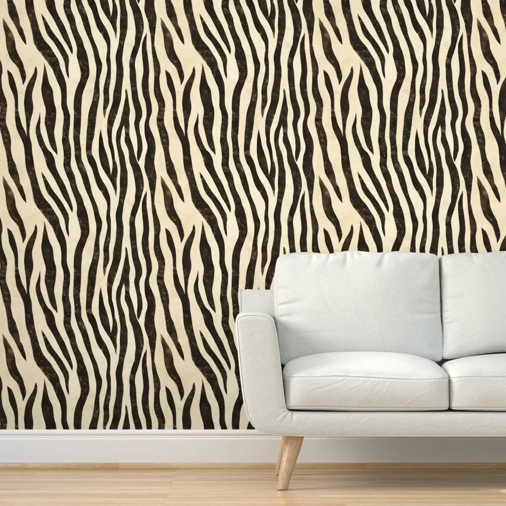 Large Zebra Print Peel and Stick Wallpaper - Beige product
