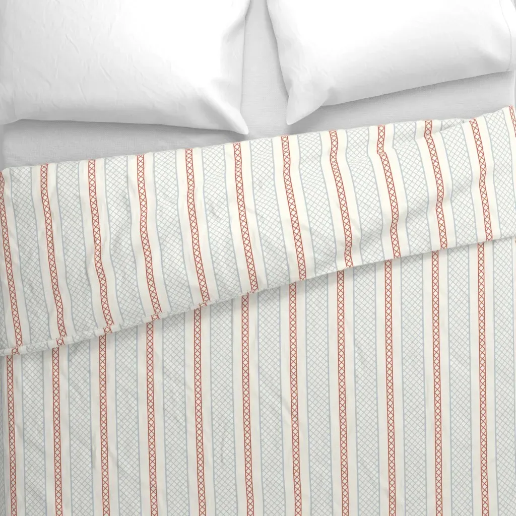 Lattice Stripes Duvet Cover - Dusty Rose alternate view