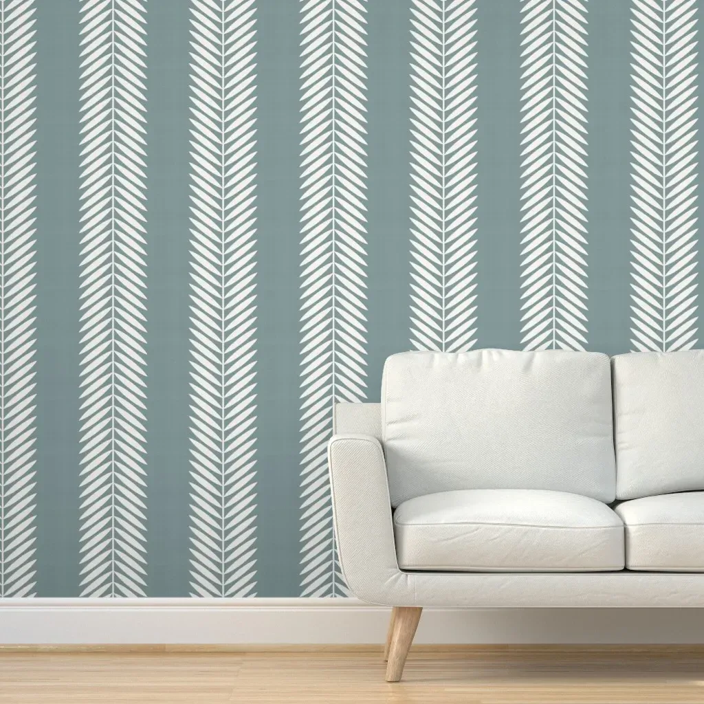 Laurel Leaf Peel and Stick Wallpaper - Moody Blue, White product
