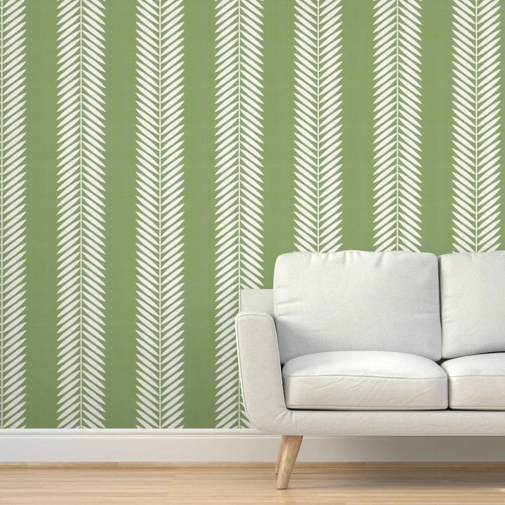 Laurel Leaf Peel and Stick Wallpaper - Olive, White product