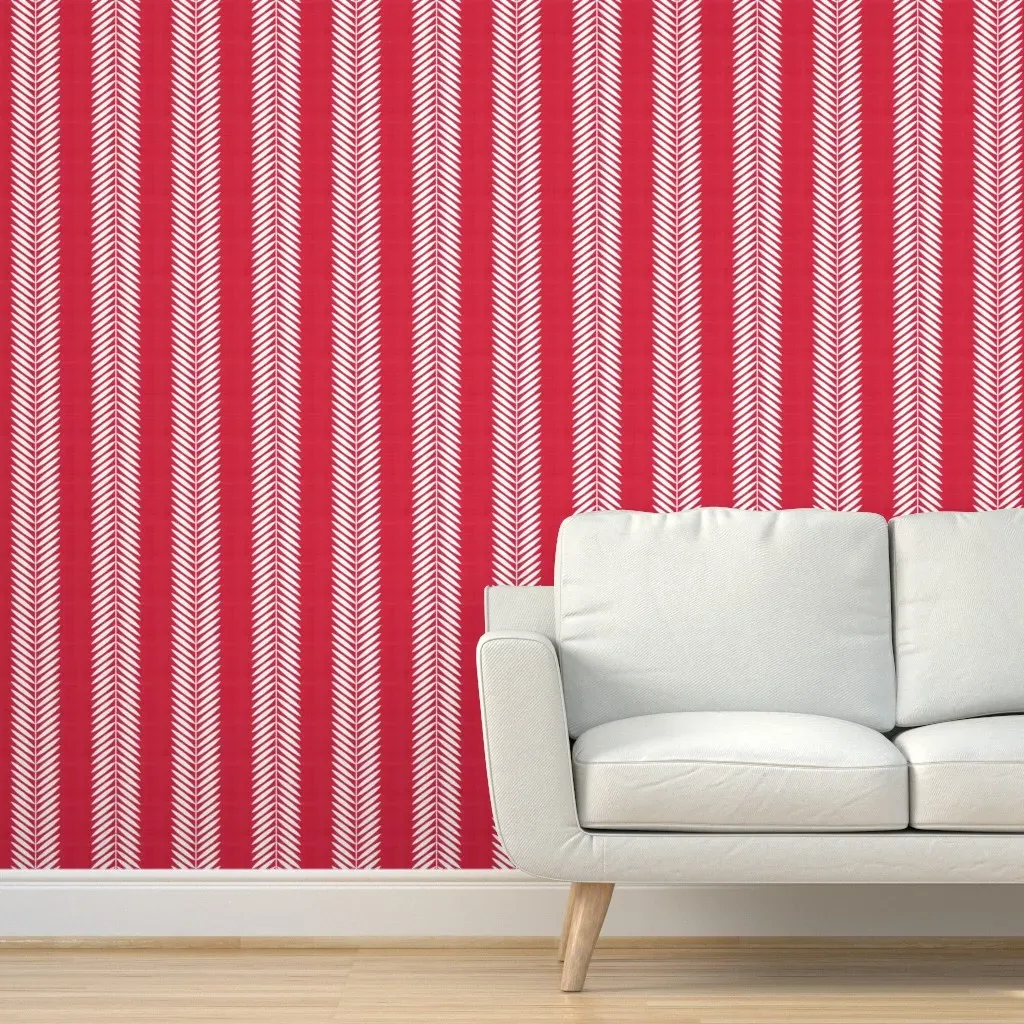 Laurel Leaf Peel and Stick Wallpaper - Red, White product