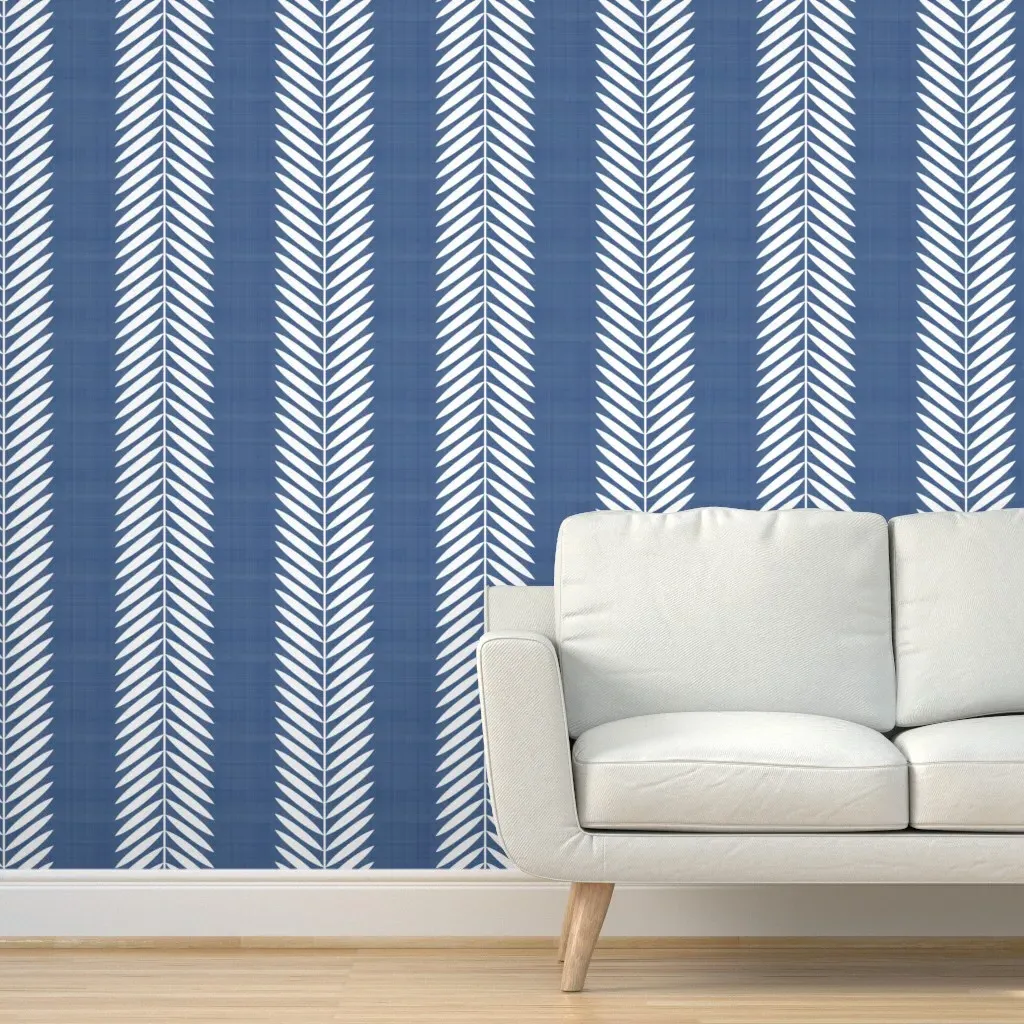 Laurel Leaf Stripe Peel and Stick Wallpaper - Blue, White product