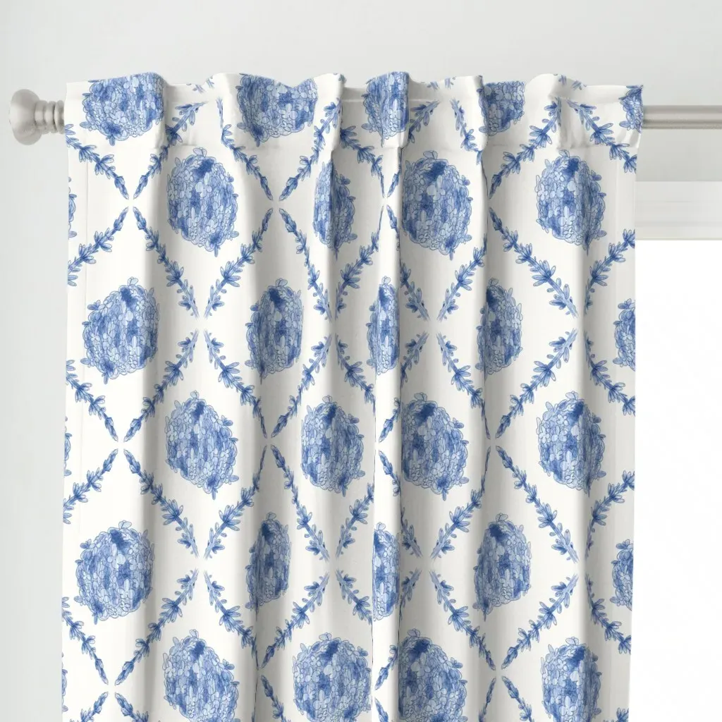 Lavender And Hydrangea Curtain Panel - Blue alternate view