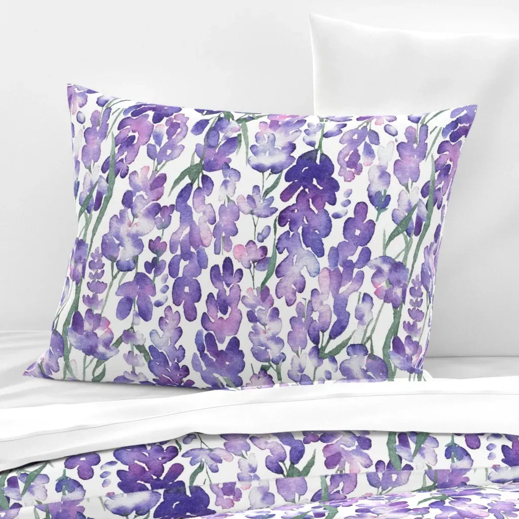 Lavender Flowers Standard Knife Edge Cushion Cover - Purple, Cotton Sateen product