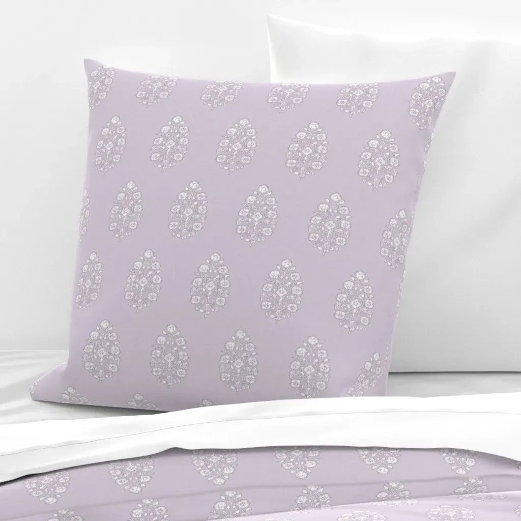Lavender Mughal Violet Floral Block Print Euro Pillow Sham - Lavender product