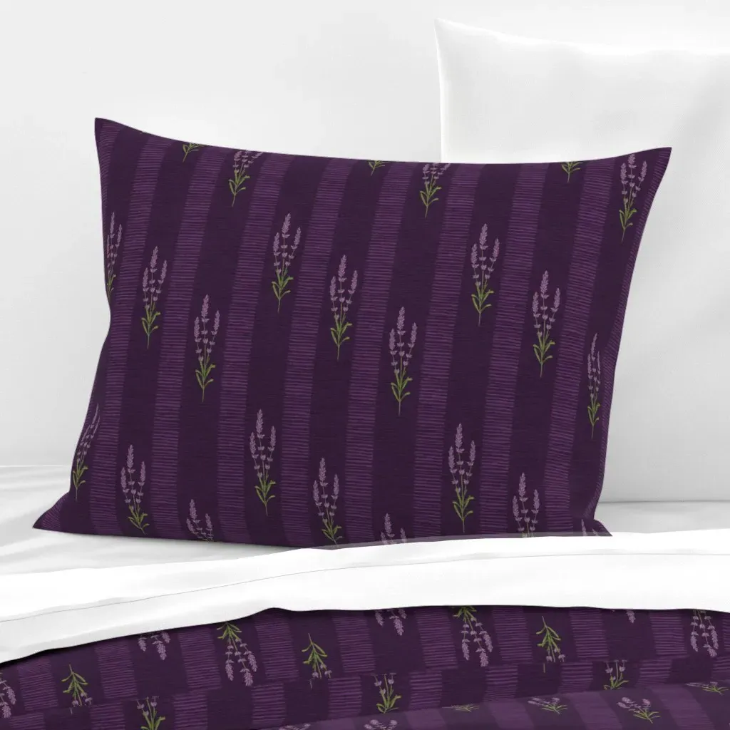Lavender Stripes Standard Knife Edge Cushion Cover - Deep Purple, Cotton Sateen product