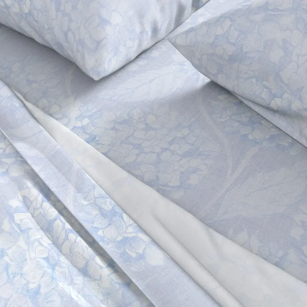 Layered Hydrangea Queen Sheet Set - Light Blue alternate view