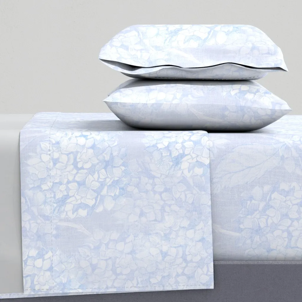 Layered Hydrangea Queen Sheet Set - Light Blue product