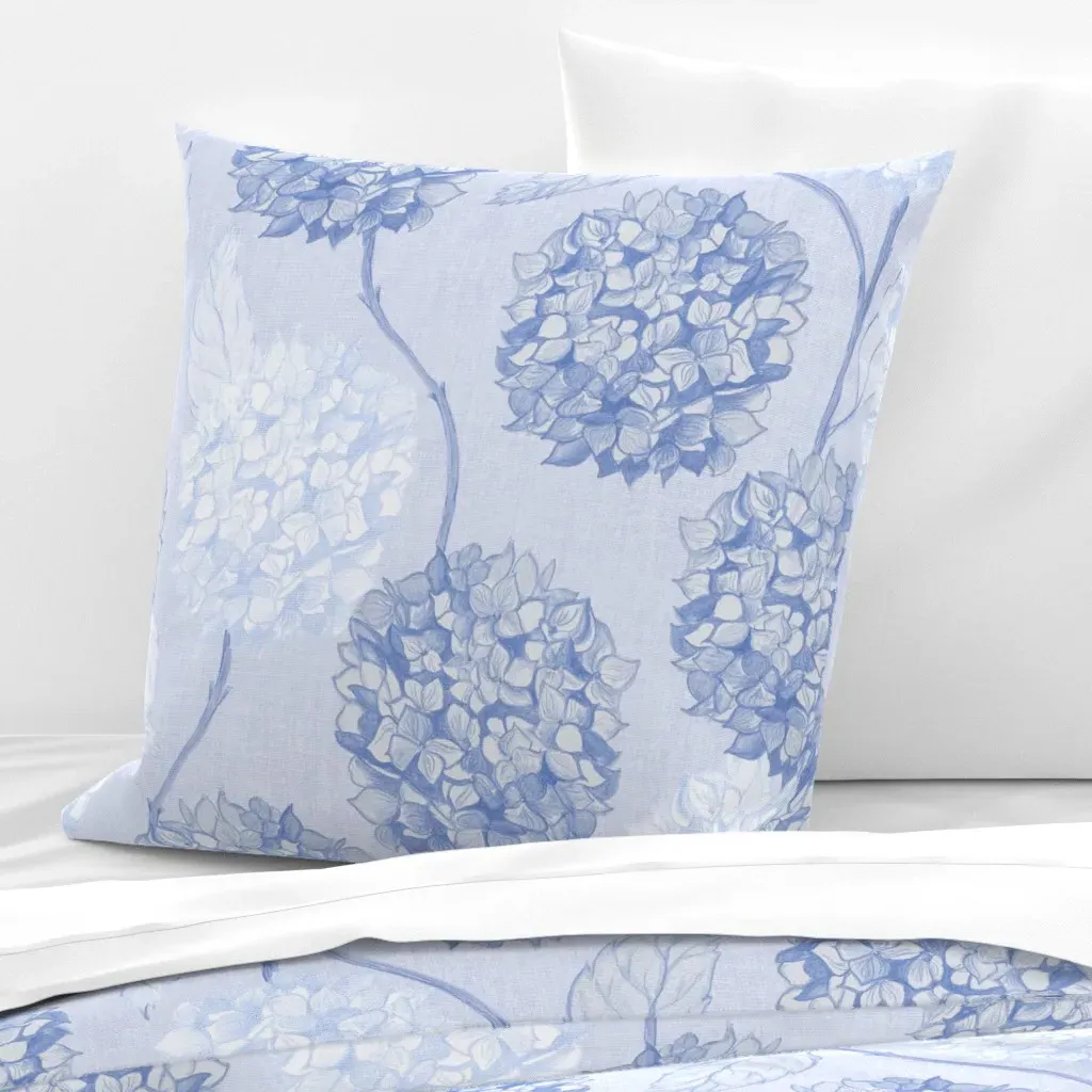 Layered Hydrangea Rococo Euro Pillow Sham - Periwinkle Blue product