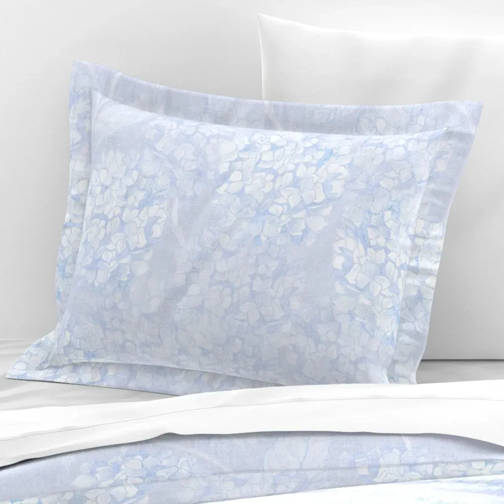 Layered Hydrangea Standard Flanged Pillow Sham - Light Blue, Cotton Sateen product
