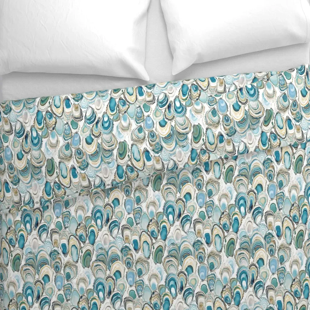 Layered Oyster Paint Rings Duvet Cover - Teal alternate view