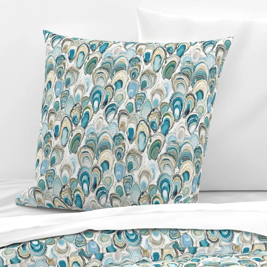 Layered Oyster Paint Rings Euro Pillow Sham - Teal product