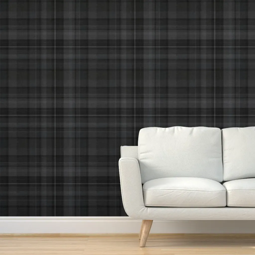 Layered Plaid Peel and Stick Wallpaper - Dark Gray product