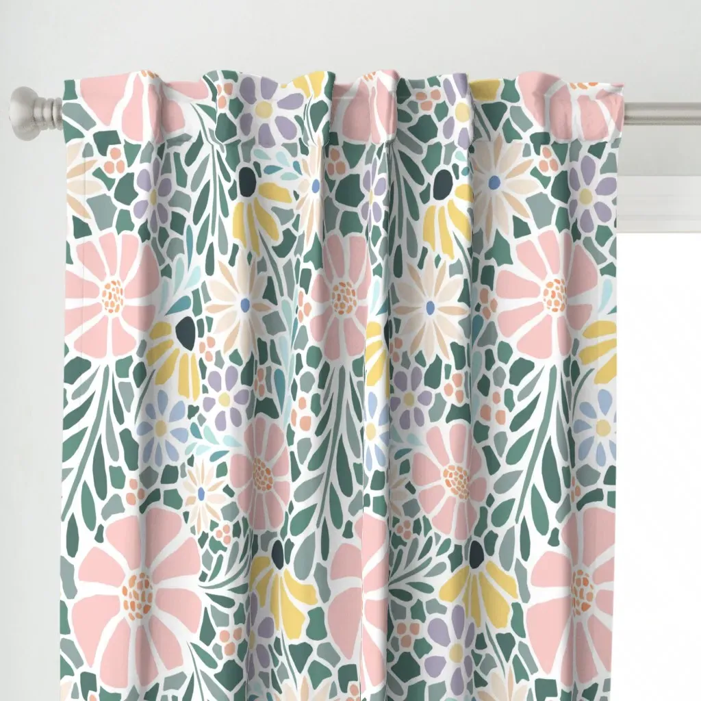 Layla Mosaic Curtain Panel - Pink, White alternate view