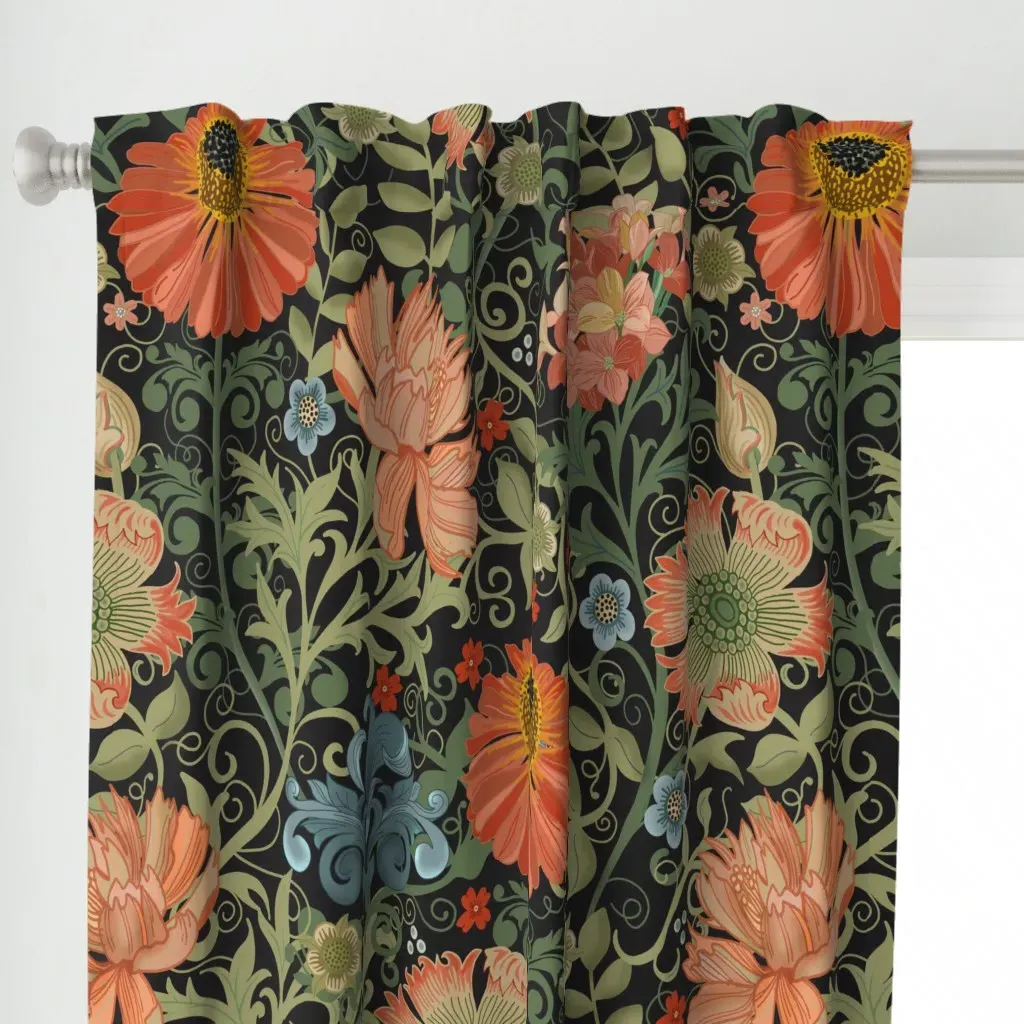 Le Jardin Art Large Curtain Panel - Orange alternate view