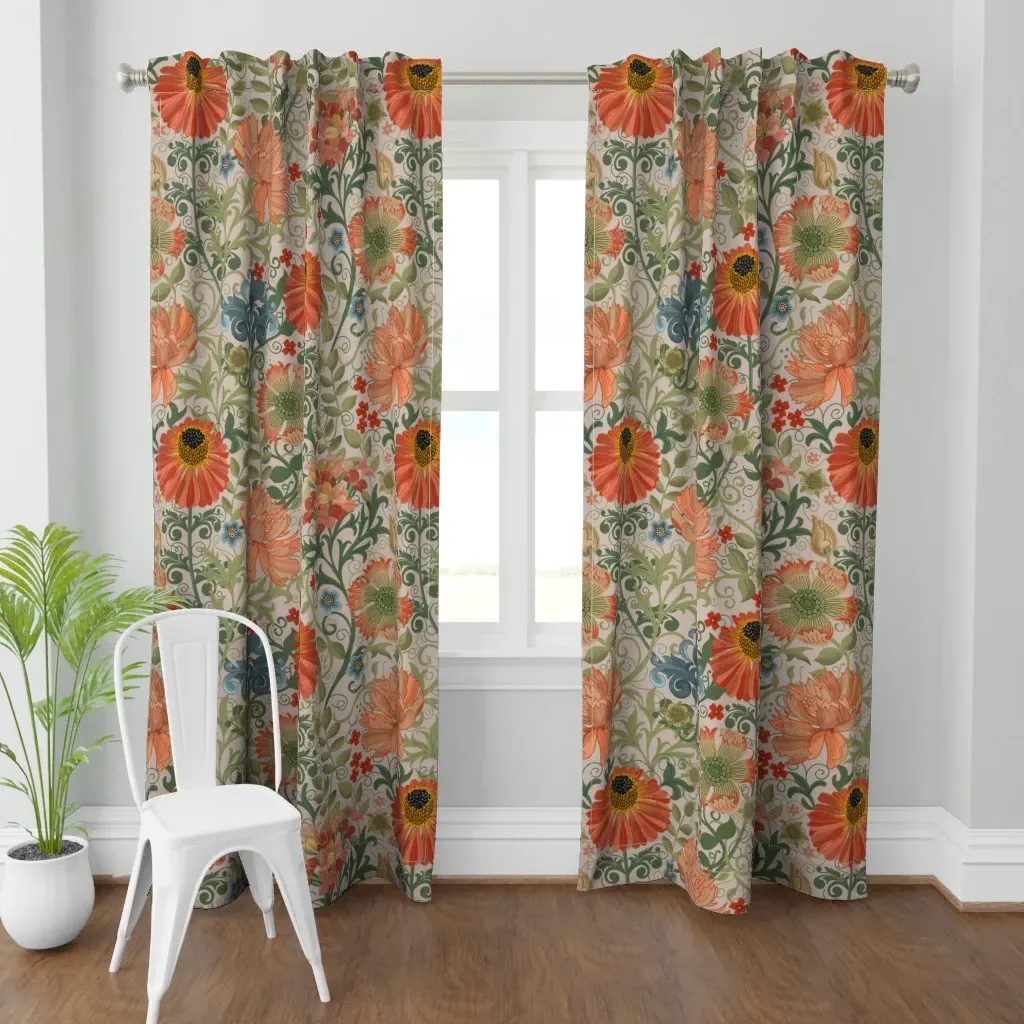 Le Jardin Art Nouveau Curtain Panel - Orange product