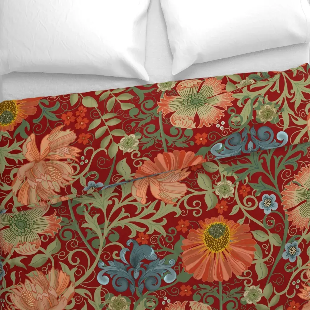 Le Jardin Art Nouveau Duvet Cover - Red alternate view