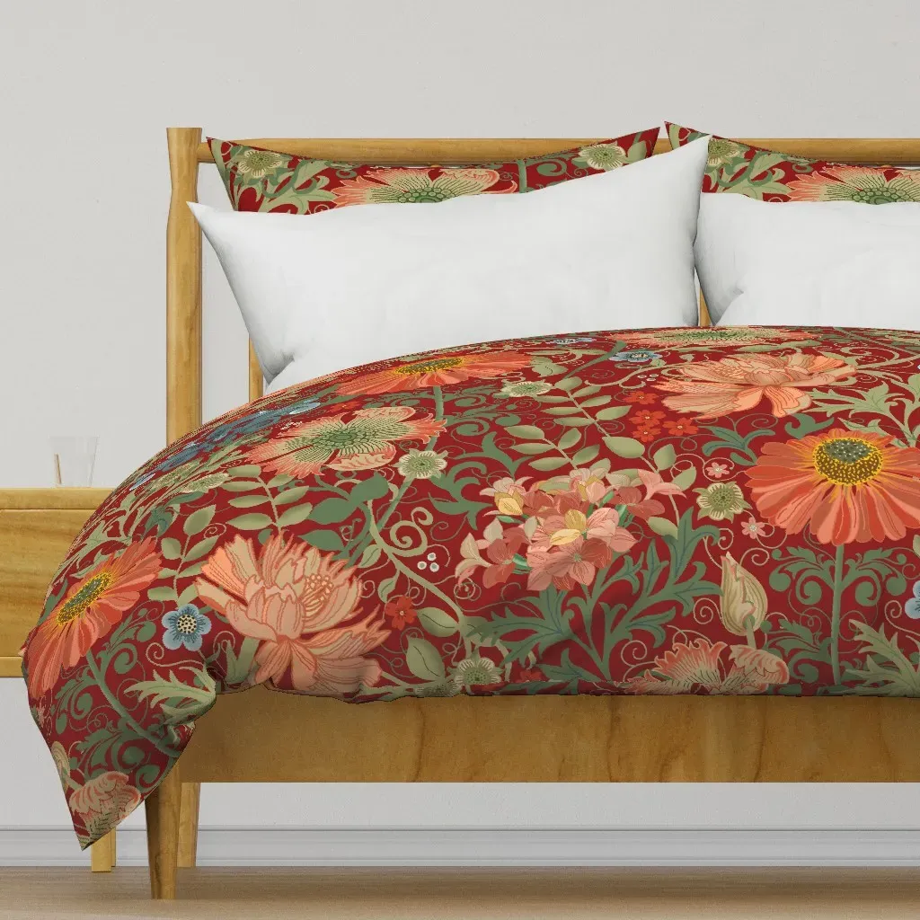 Le Jardin Art Nouveau Duvet Cover - Red product