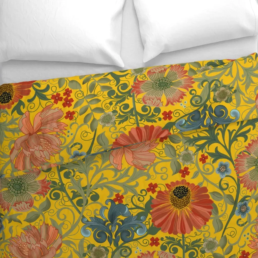 Le Jardin Art Nouveau Duvet Cover - Reddish-Orange alternate view