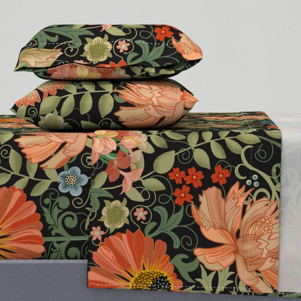 Le Jardin Art Nouveau King Sheet Set - Orange product