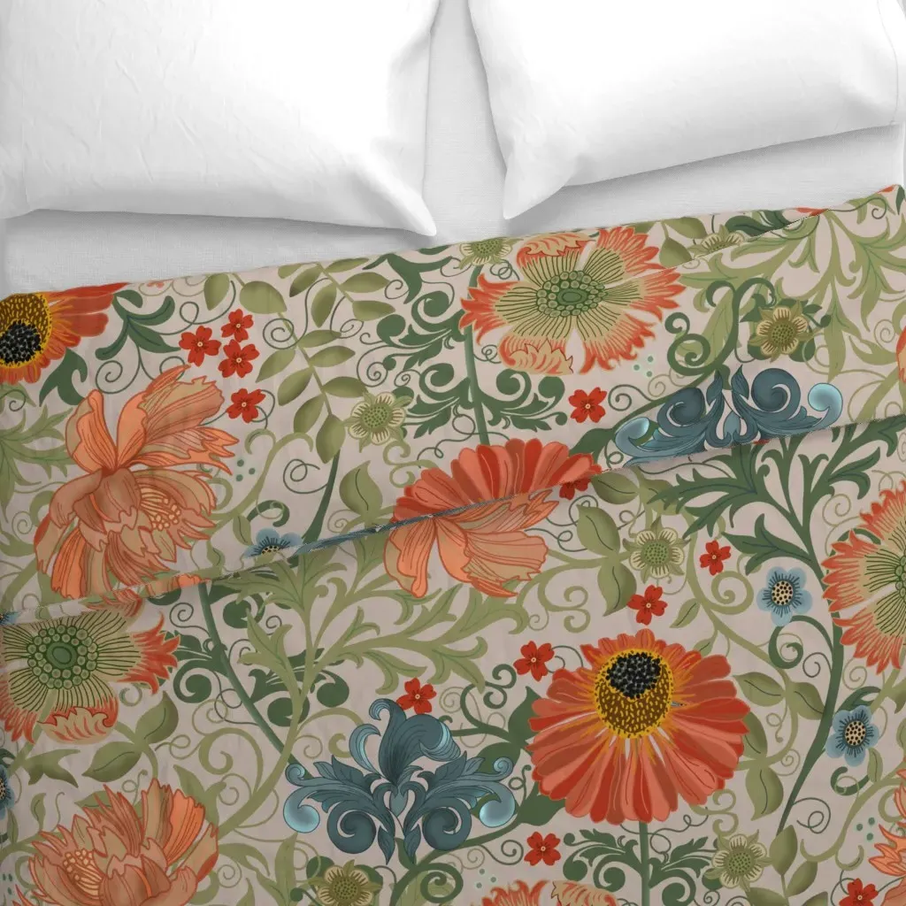 Le Jardin Art Nouveau Light Duvet Cover - Orange alternate view