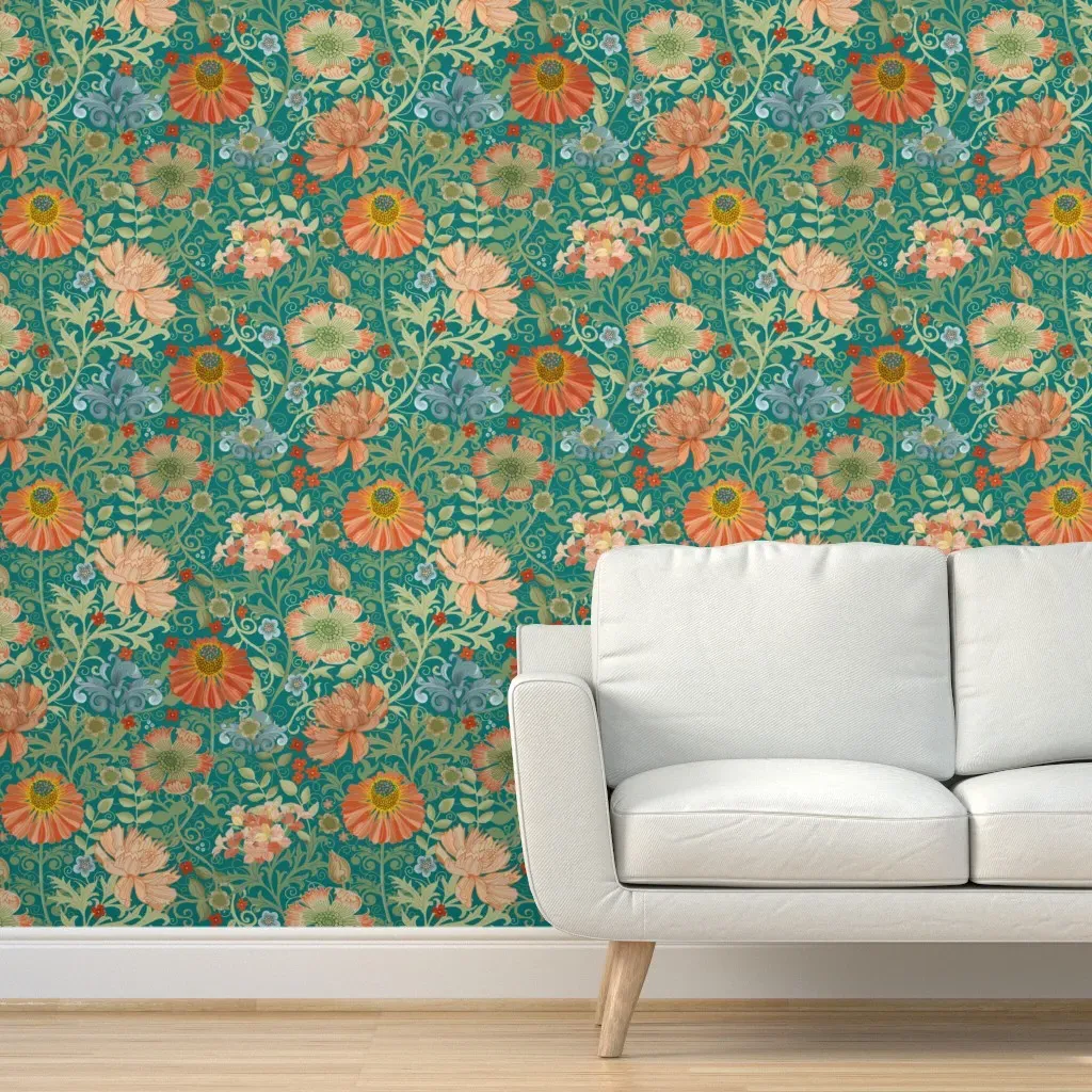 Le Jardin Art Nouveau Peel and Stick Wallpaper - Blue product