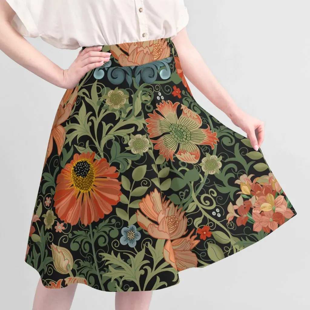 Le Jardin Art Nouveau William Morris Style Fabric - Black, Pique alternate view