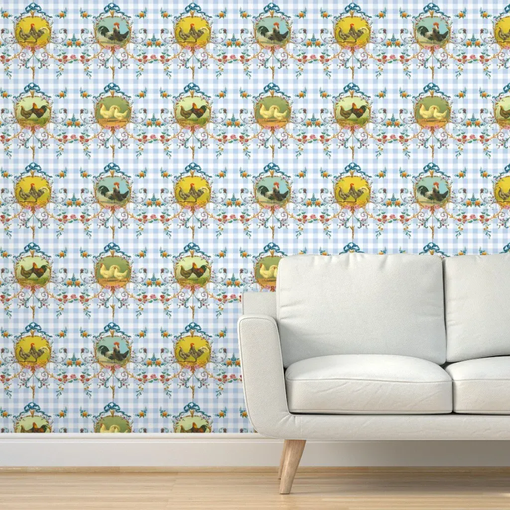 Le Toile De Poulet Blueberry Gingham Peel and Stick Wallpaper - Blue product