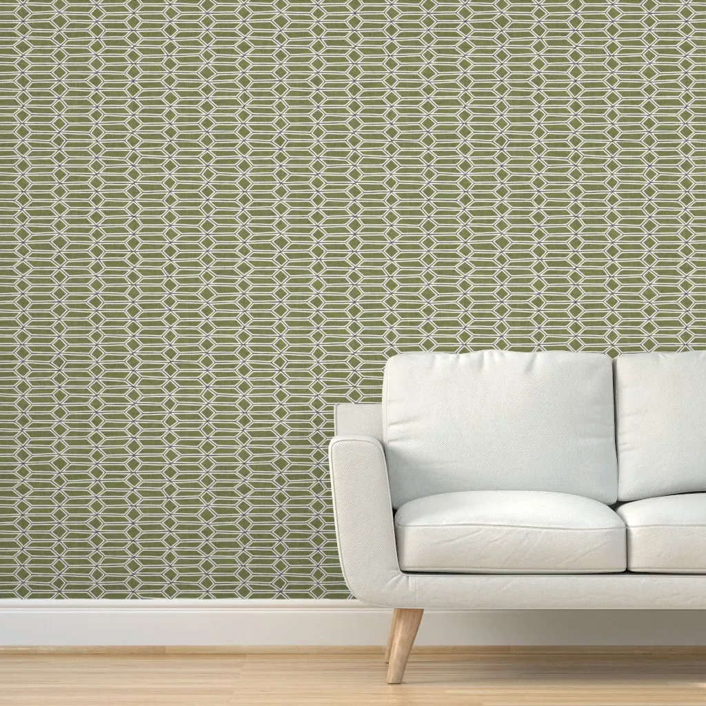 Leaded Grass Peel and Stick Wallpaper - Olive Green product