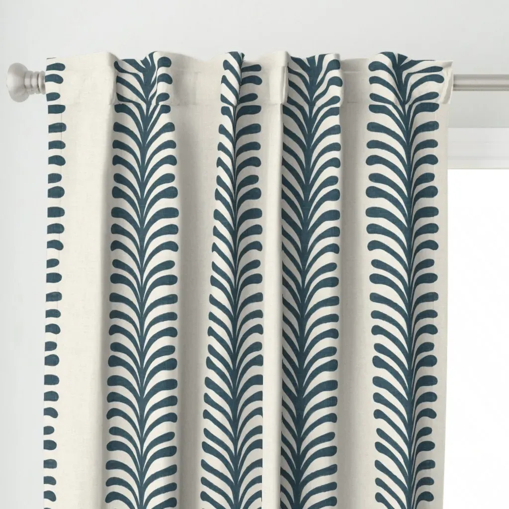 Leaf Boho Kelp Stripe L Curtain Panel - Blue alternate view