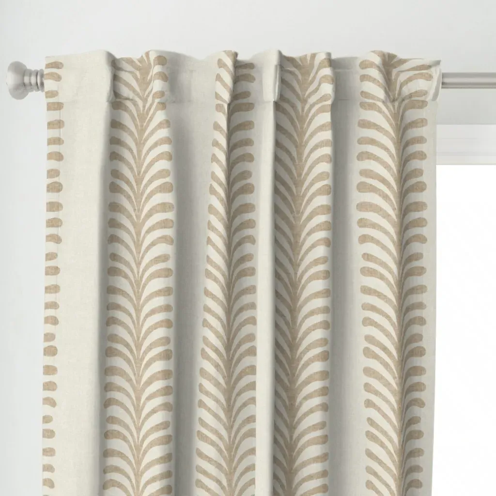 Leaf Garland Stripe L Curtain Panel - Beige alternate view