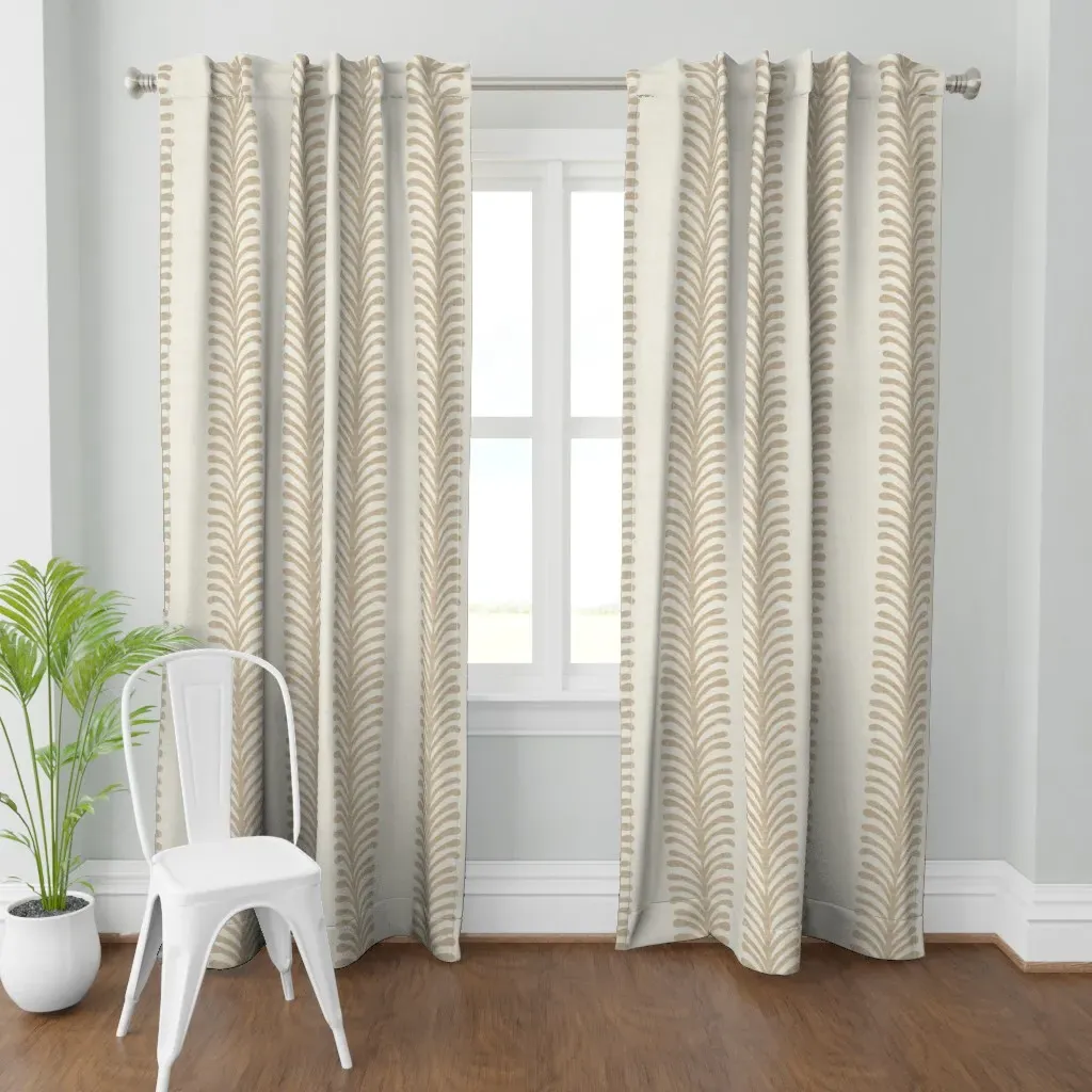 Leaf Garland Stripe L Curtain Panel - Beige product