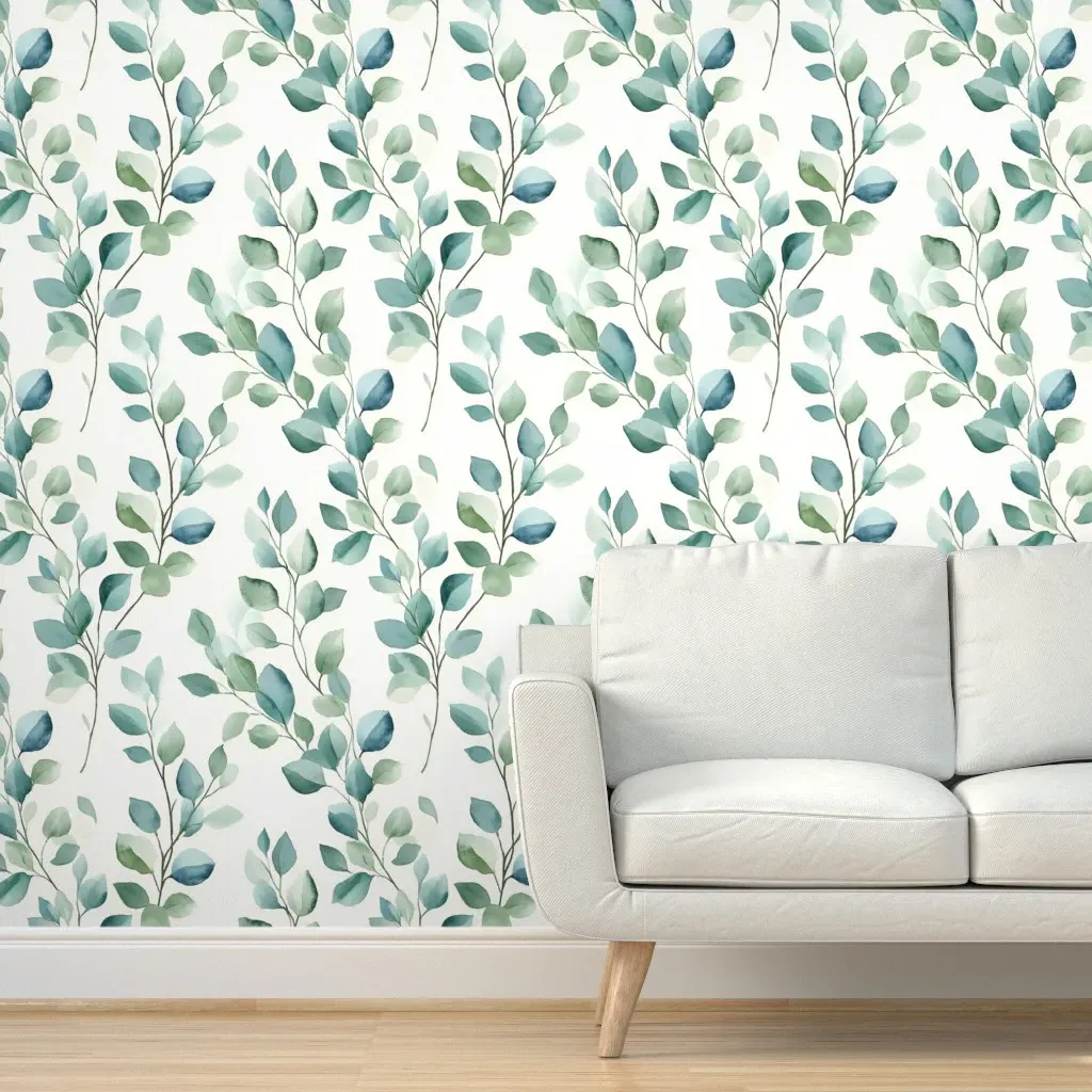 Leaf Soft Watercolor Peel and Stick Wallpaper - Teal product