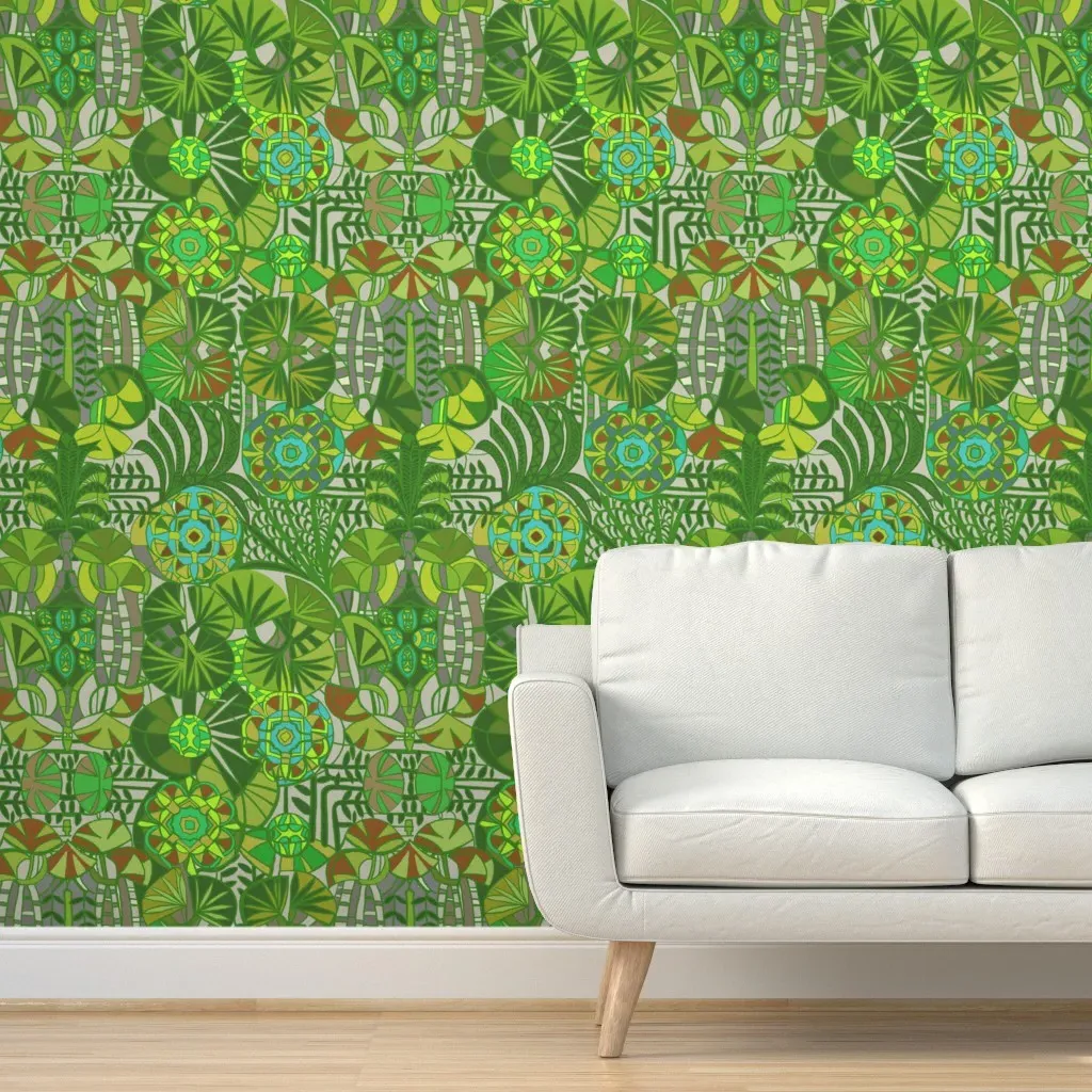 Leafy Bohemian Tropical Peel and Stick Wallpaper - Green product