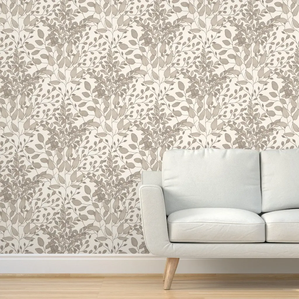 Leafy Boughs and Branches Peel and Stick Wallpaper - Taupe, Cream product