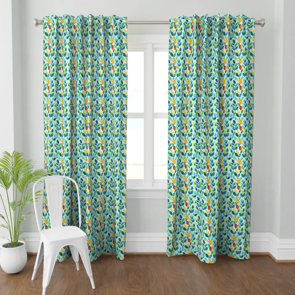 Leafy Leaves Curtain Panel - Teal product