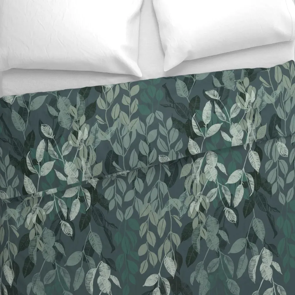 Leafy Tranquility Duvet Cover - Sage Green alternate view
