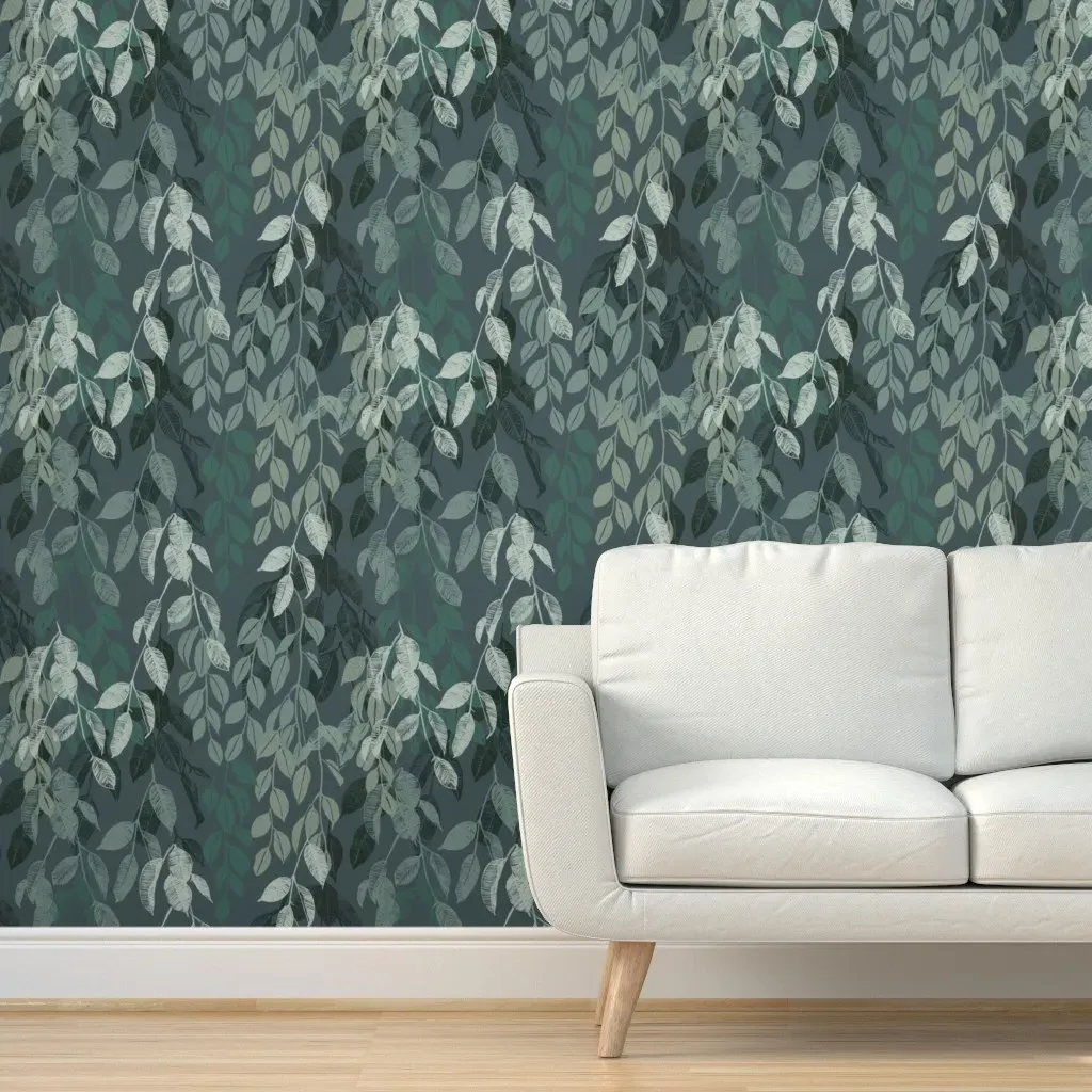 Leafy Tranquility Peel and Stick Wallpaper - Sage Green product