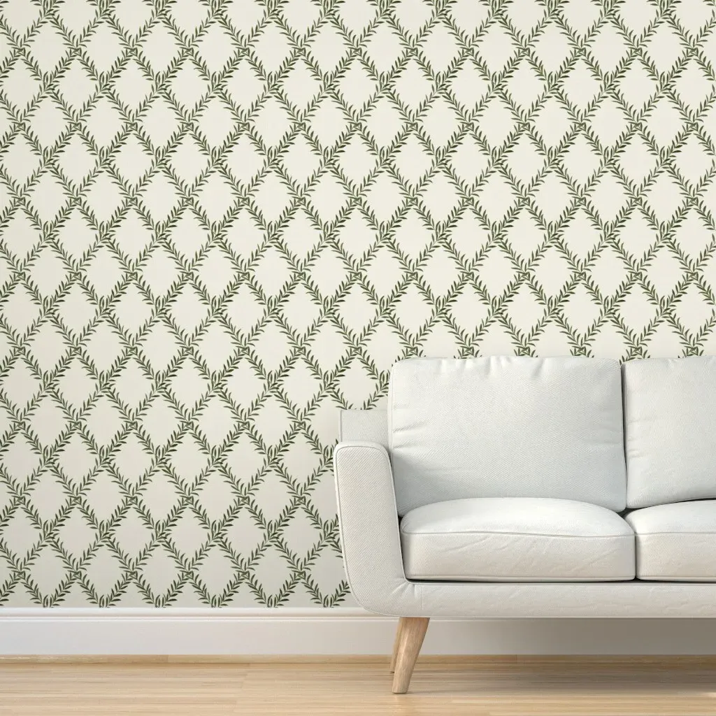 Leafy Trellis Peel and Stick Wallpaper - Olive Green product
