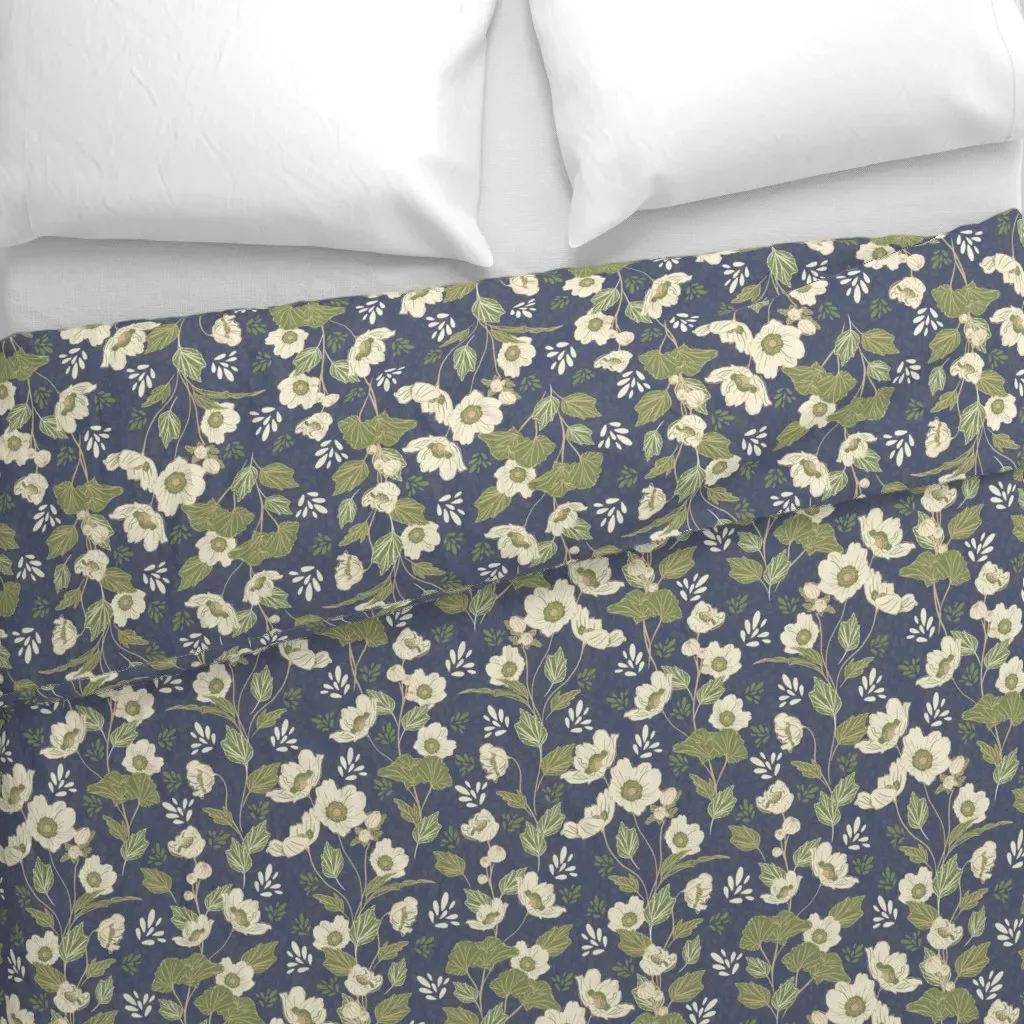 Leah Floral Japanese Anemone Duvet Cover - Off-White alternate view