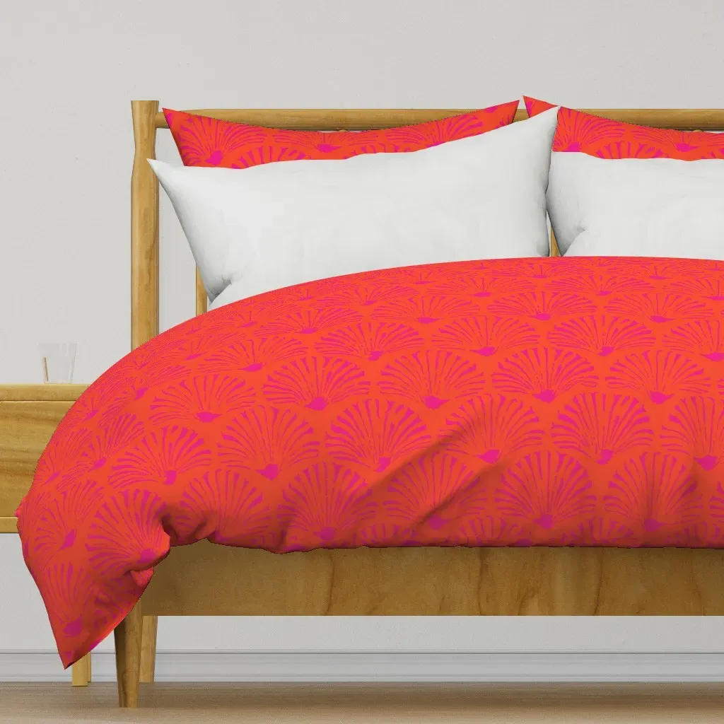 Leah Large Art Deco Scallop Duvet Cover - Vermilion product