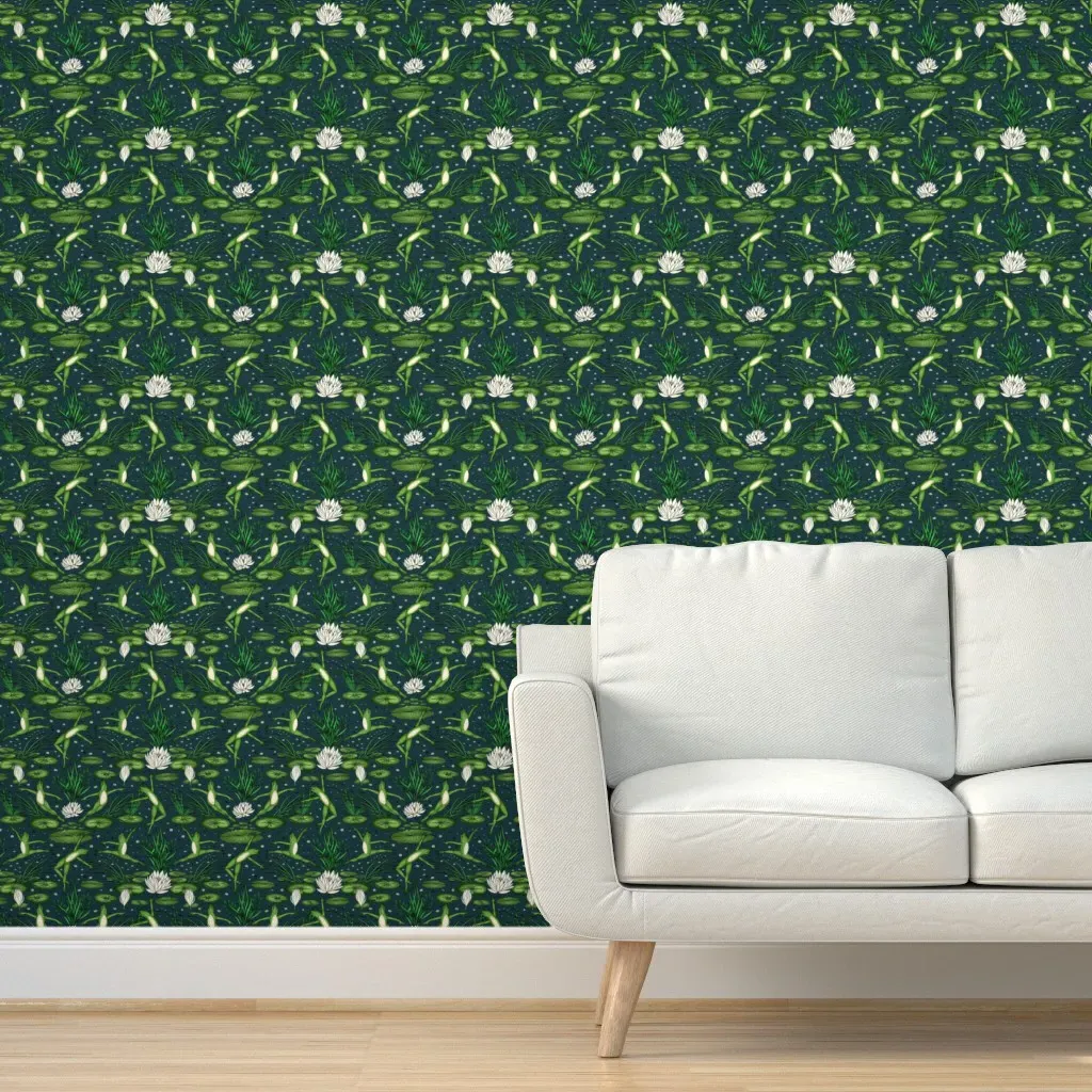 Leap Frog Ballet Lily Pad Peel and Stick Wallpaper - Warm Green product