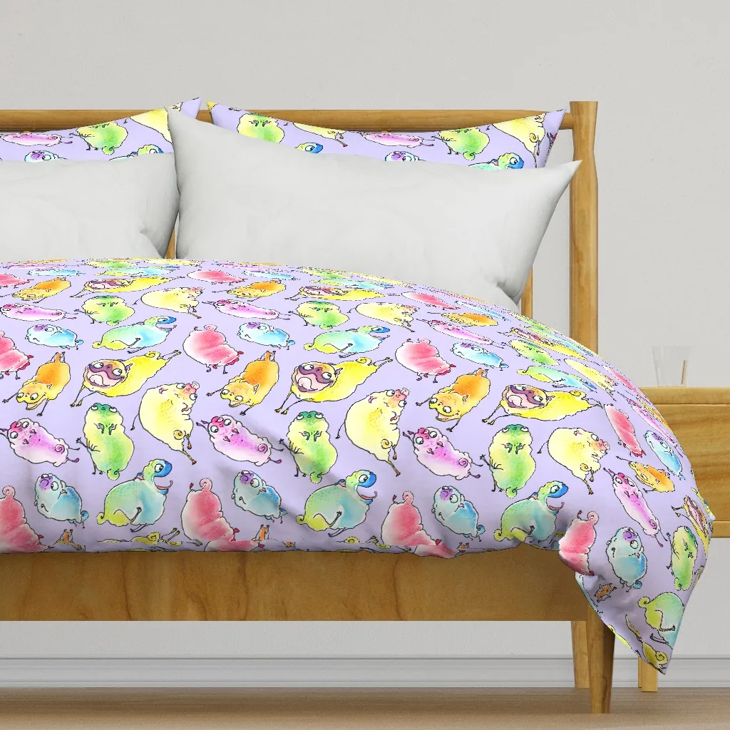 Leaping Pugs Rainbow Duvet Cover - Lavender product