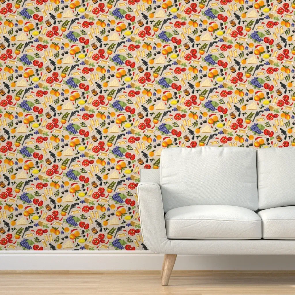 Leave The Gun Take The Cannoli Peel and Stick Wallpaper - Red product