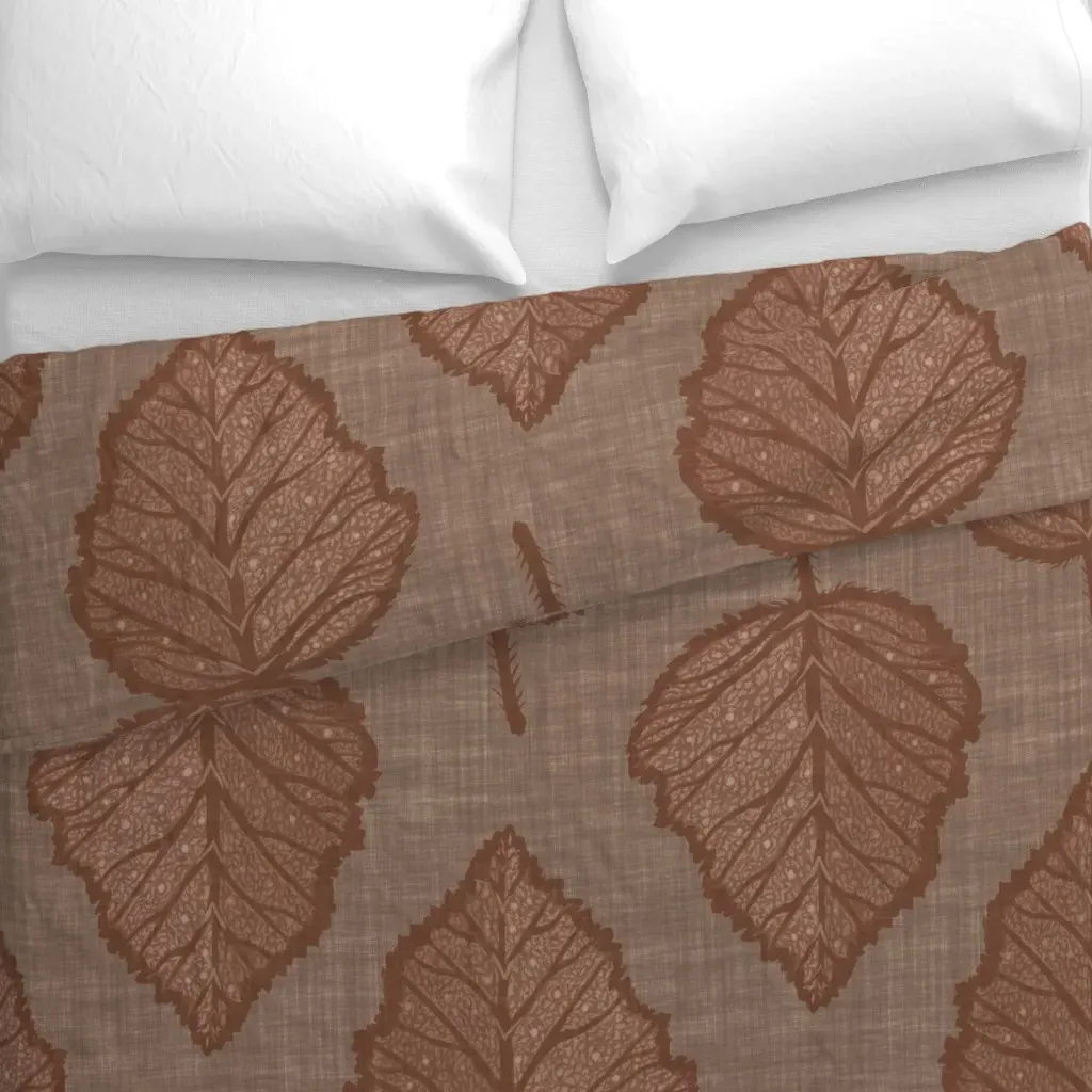 Leaves In Red Brown Duvet Cover alternate view