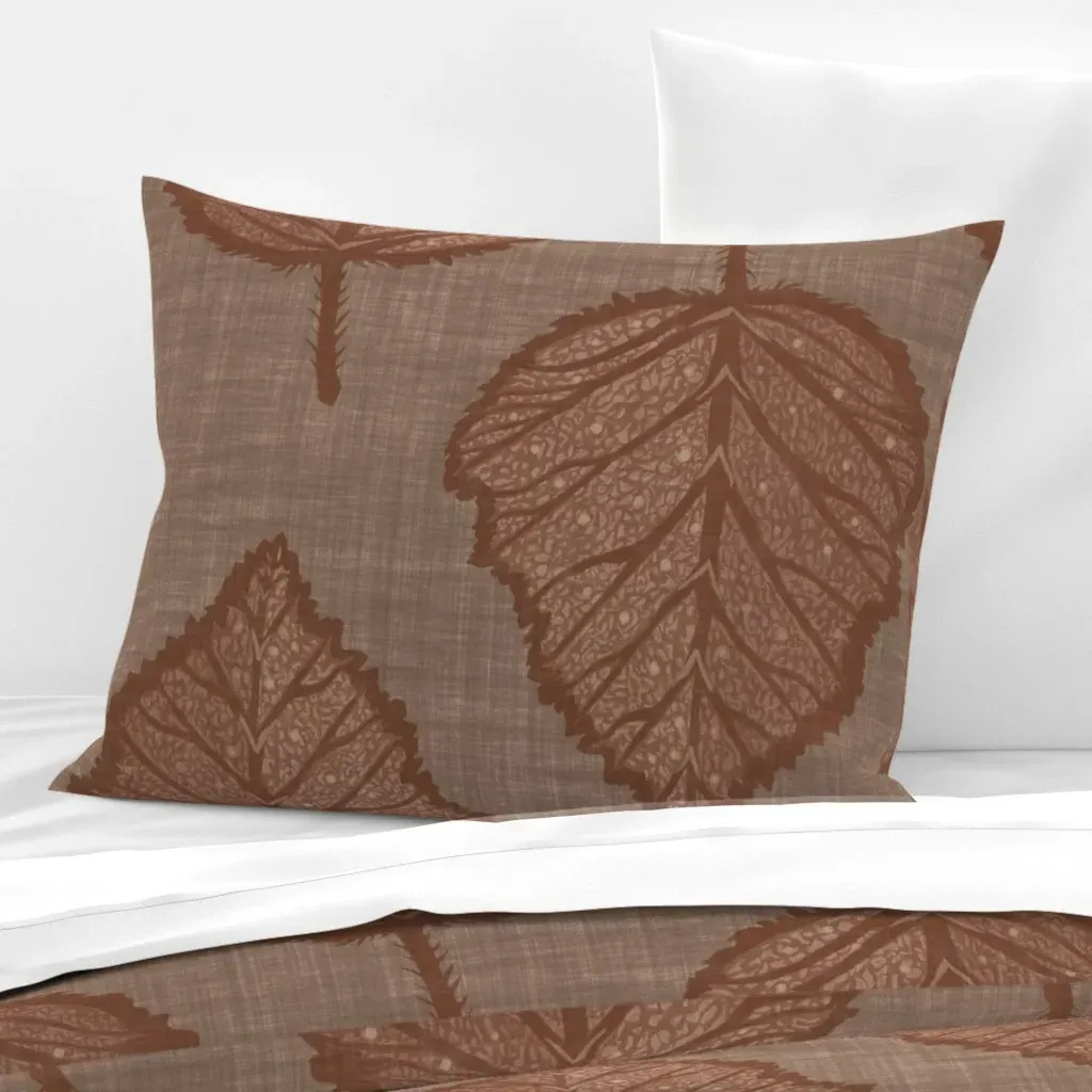 Leaves In Red Standard Knife Edge Cushion Cover - Brown, Cotton Sateen product