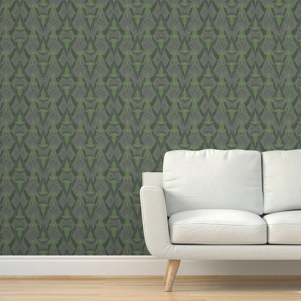Leaves Of Lorien Small Peel and Stick Wallpaper - Dark Olive Green product