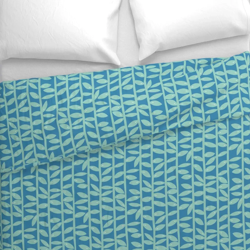 Leaves On Vines Duvet Cover - Teal alternate view